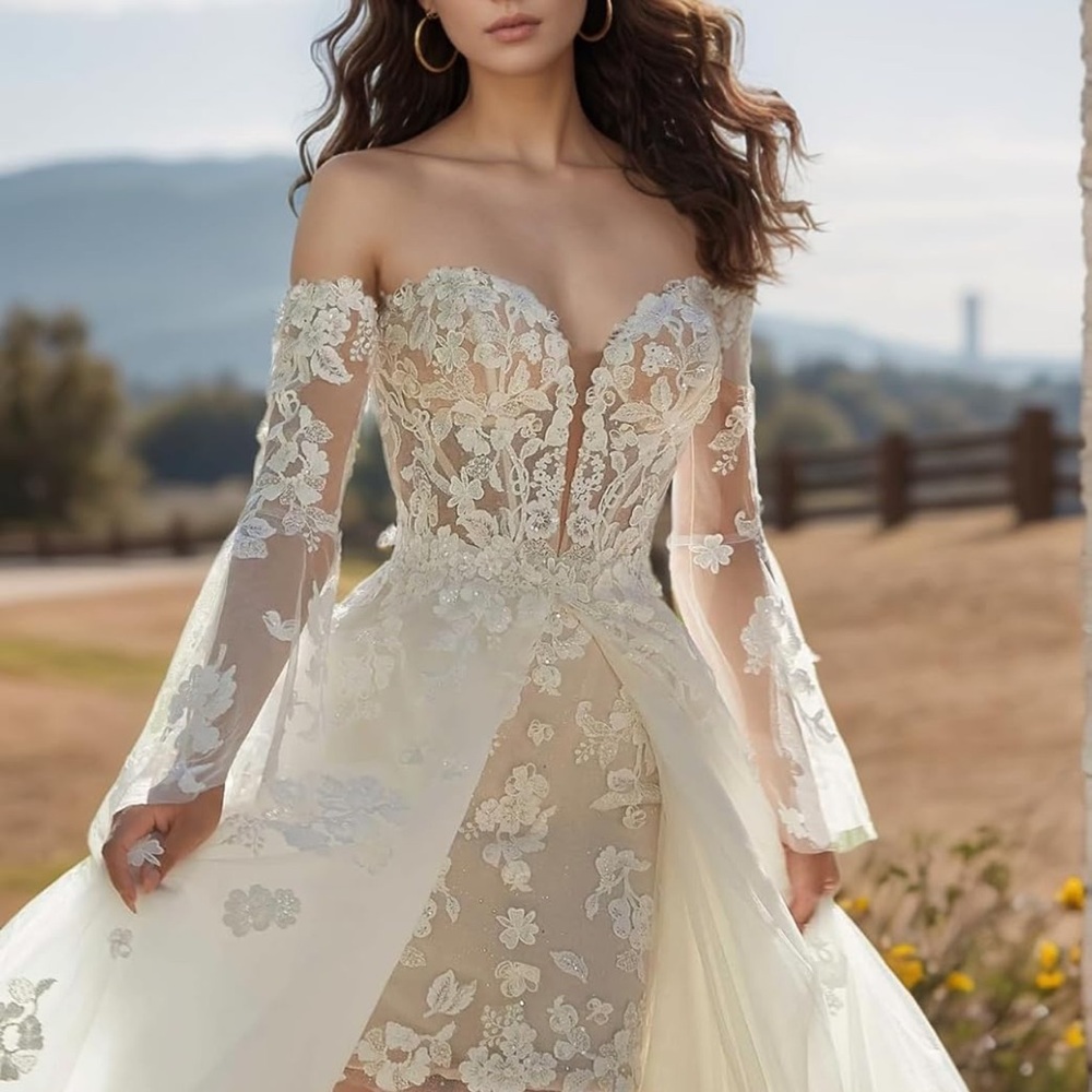 COPY - Elegant Off-Shoulder Lace Wedding Dress